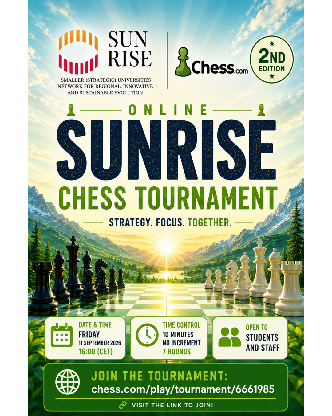 2nd SUNRISE Chess Tournament – Join Us Online on 11 September